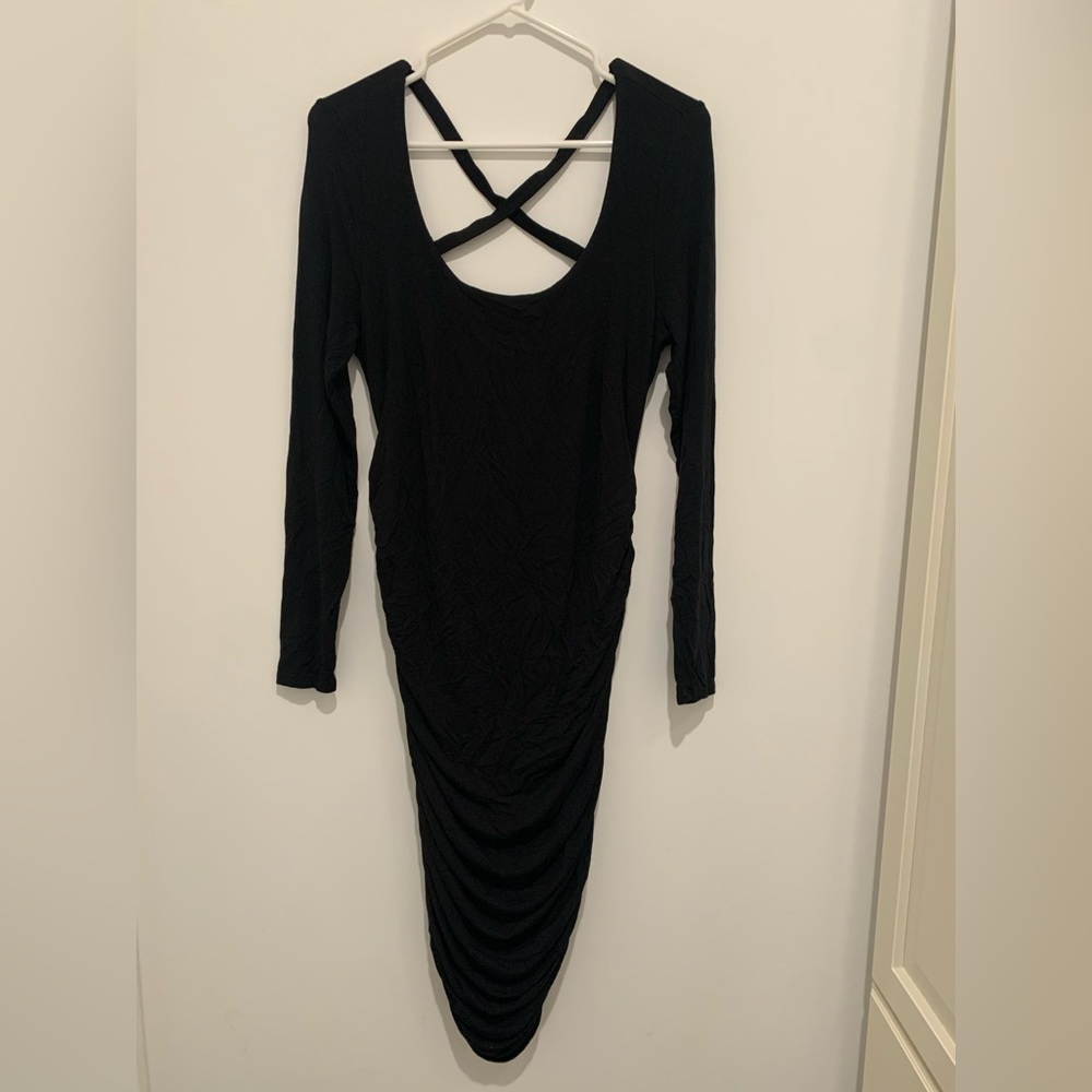 Maternity- stork and babe black dress, size medium